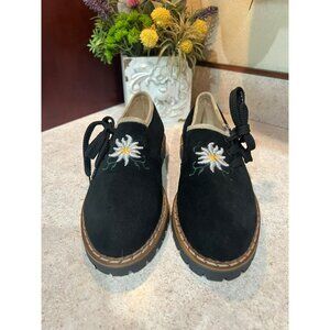 New Lavorazione Artigianale Italian Tie Side Black Slip On Shoe Size 37